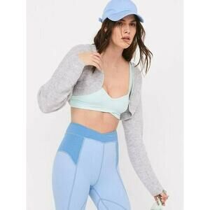 FOR LOVE & LEMONS Emery Cropped Cardigan Ballet Core Gray XS